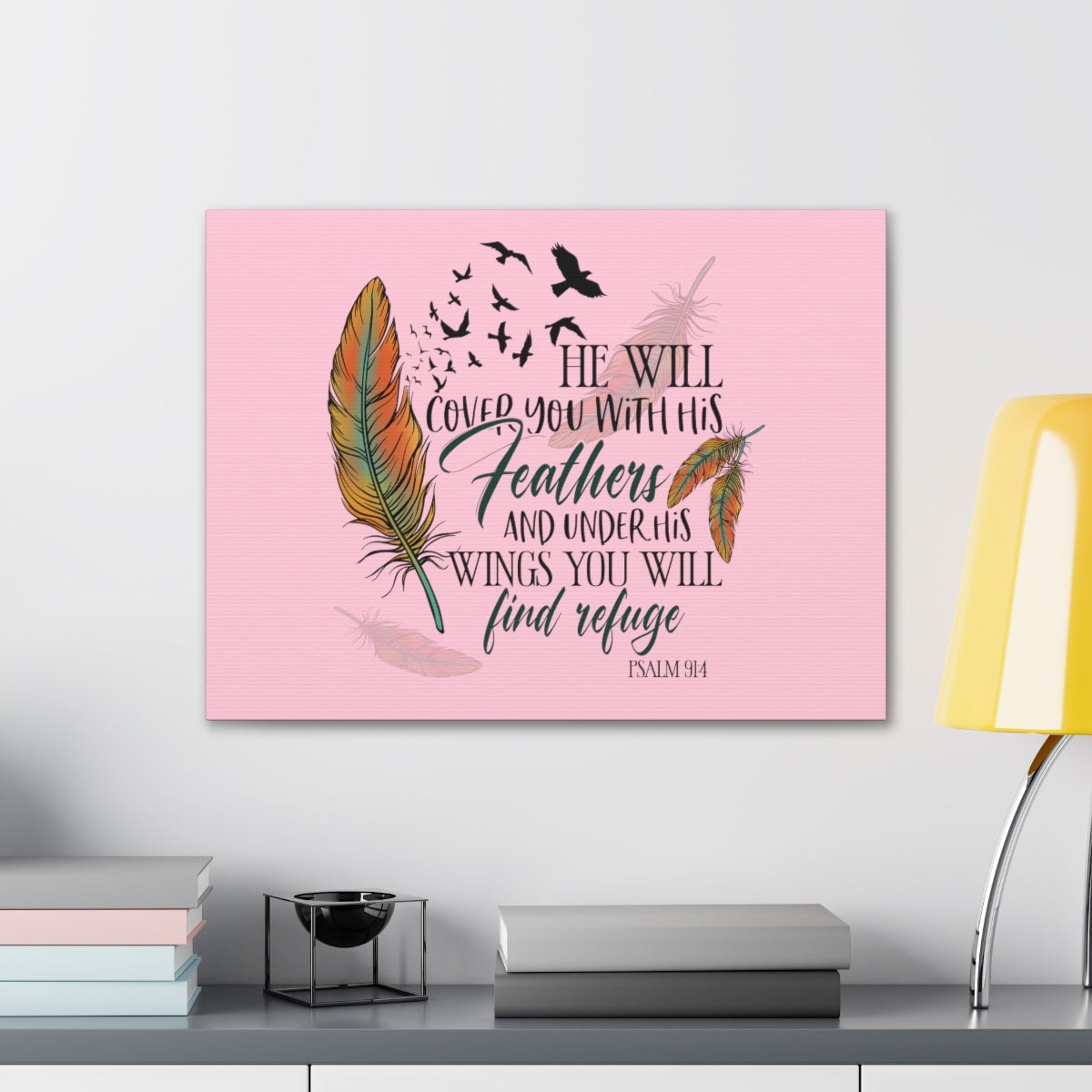 Under His Wings Psalm 19:4 Christian Wall Art Bible Verse Print Ready to Hang Unframed-Express Your Love Gifts