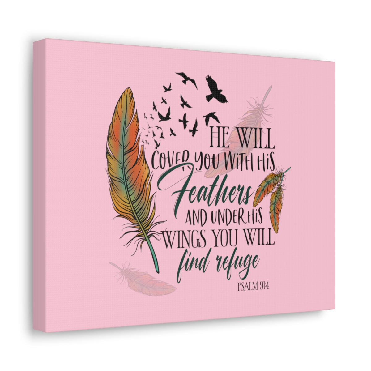 Under His Wings Psalm 19:4 Christian Wall Art Bible Verse Print Ready to Hang Unframed-Express Your Love Gifts