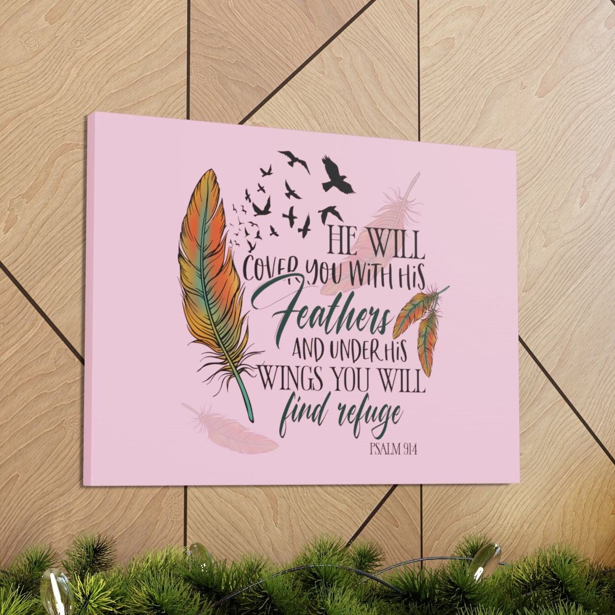 Under His Wings Psalm 19:4 Christian Wall Art Bible Verse Print Ready to Hang Unframed-Express Your Love Gifts