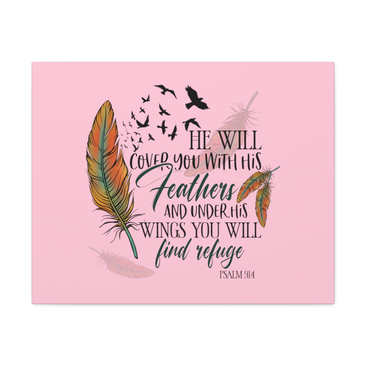 Under His Wings Psalm 19:4 Christian Wall Art Bible Verse Print Ready to Hang Unframed-Express Your Love Gifts