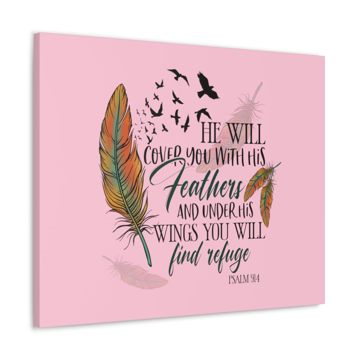 Under His Wings Psalm 19:4 Christian Wall Art Bible Verse Print Ready to Hang Unframed-Express Your Love Gifts