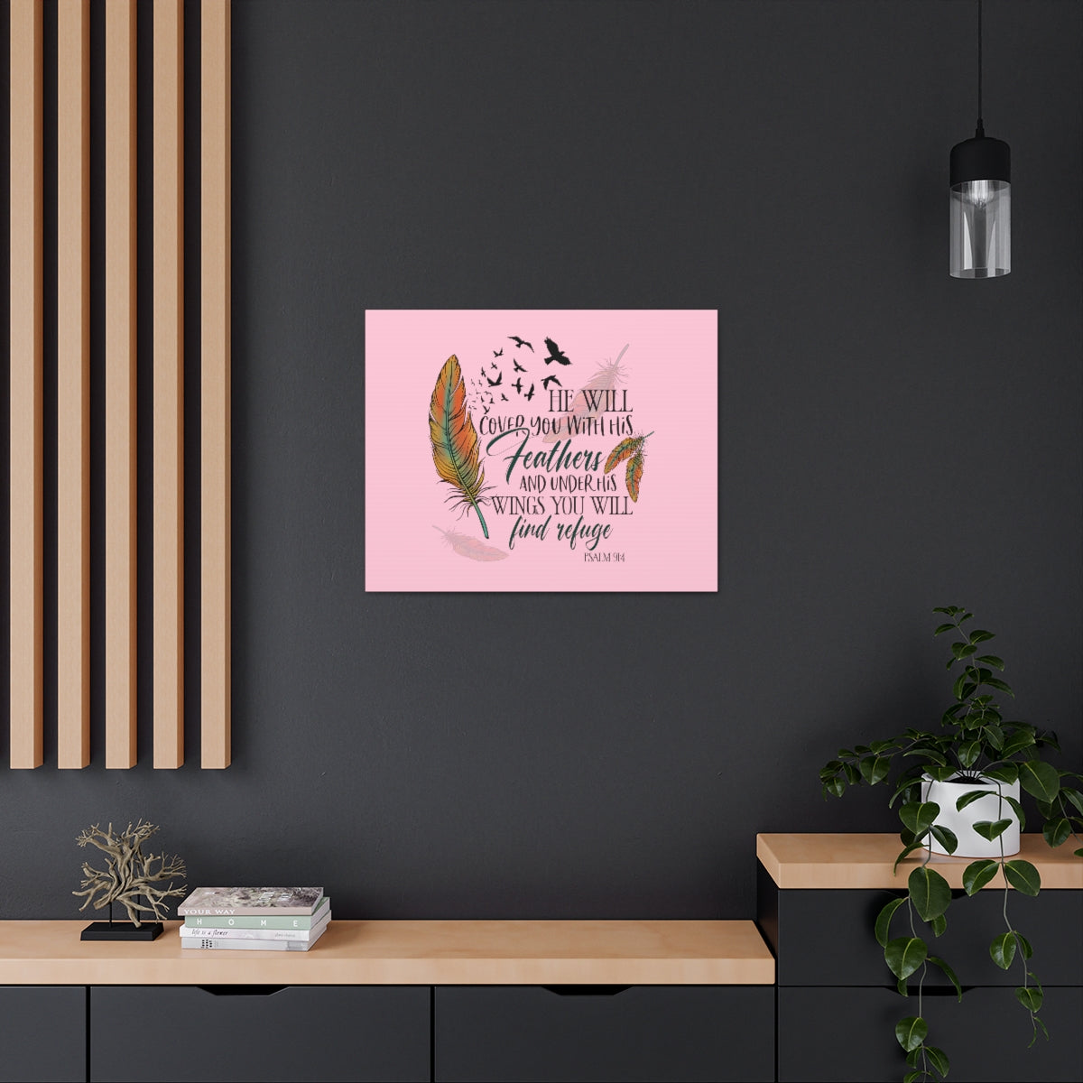 Under His Wings Psalm 19:4 Christian Wall Art Bible Verse Print Ready to Hang Unframed-Express Your Love Gifts