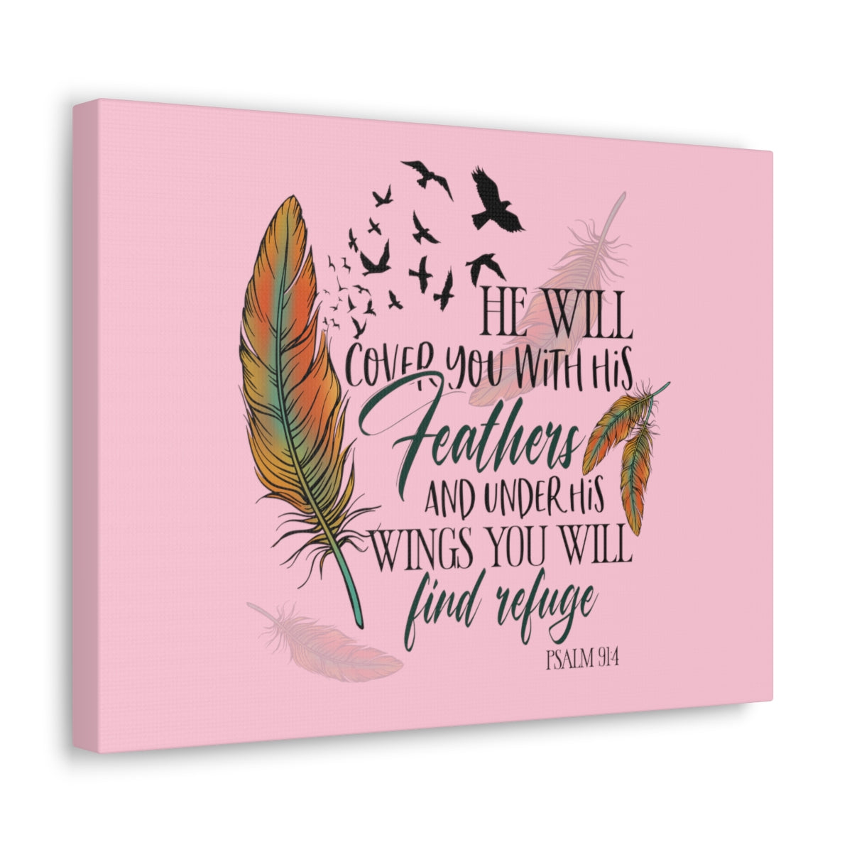 Under His Wings Psalm 19:4 Christian Wall Art Bible Verse Print Ready to Hang Unframed-Express Your Love Gifts
