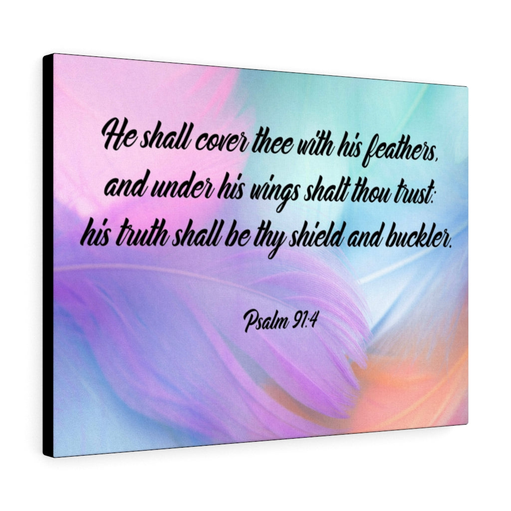Scripture Walls Under His Wings Psalm 91:4 Bible Verse Canvas Christian Wall Art Ready to Hang Unframed-Express Your Love Gifts
