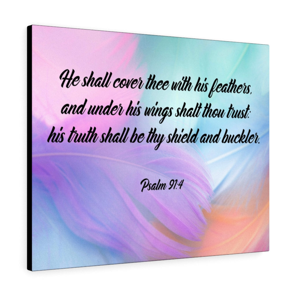 Scripture Walls Under His Wings Psalm 91:4 Bible Verse Canvas Christian Wall Art Ready to Hang Unframed-Express Your Love Gifts
