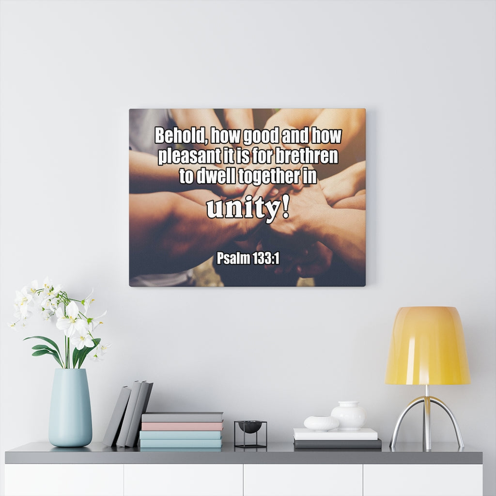 Scripture Walls Unity Psalm 133:1 Bible Verse Canvas Christian Wall Art Ready to Hang Unframed-Express Your Love Gifts