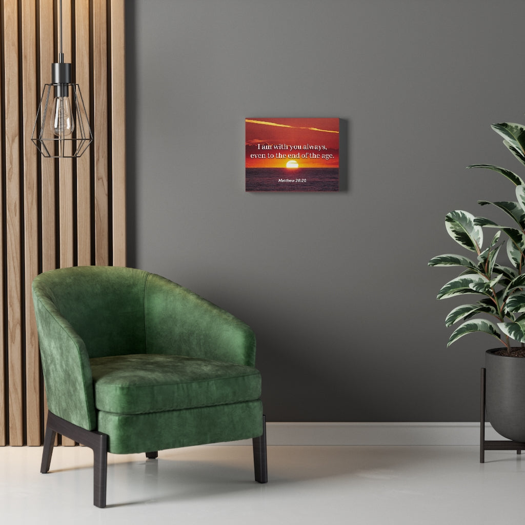 Unto The End Matthew 28:20 Bible Verse Canvas Christian Wall Art Ready to Hang Unframed-Express Your Love Gifts