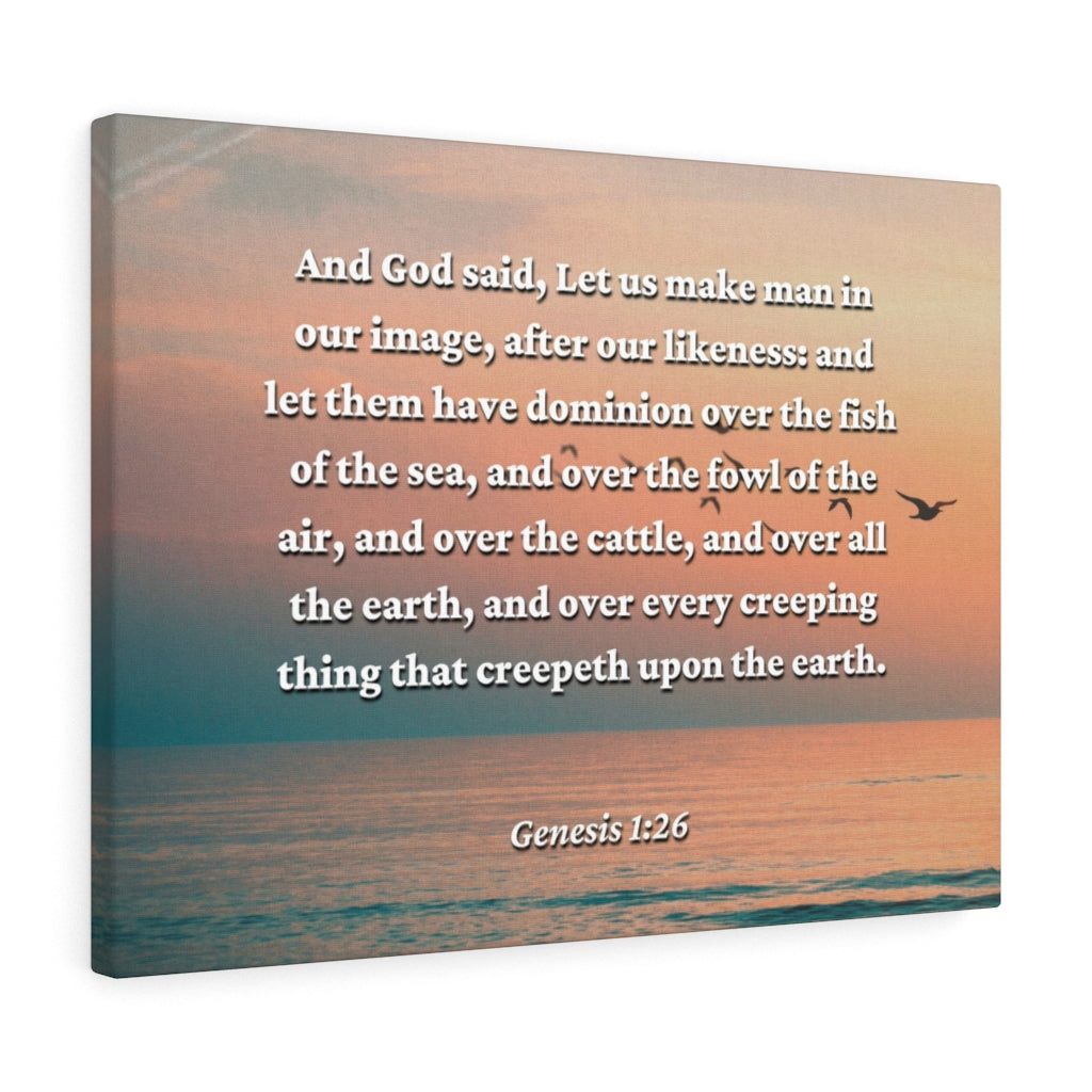 Upon The Earth Genesis 1:26 Bible Verse Canvas Christian Wall Art Ready to Hang Unframed-Express Your Love Gifts