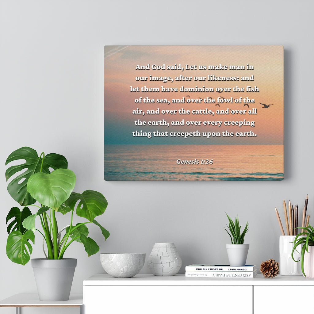 Upon The Earth Genesis 1:26 Bible Verse Canvas Christian Wall Art Ready to Hang Unframed-Express Your Love Gifts