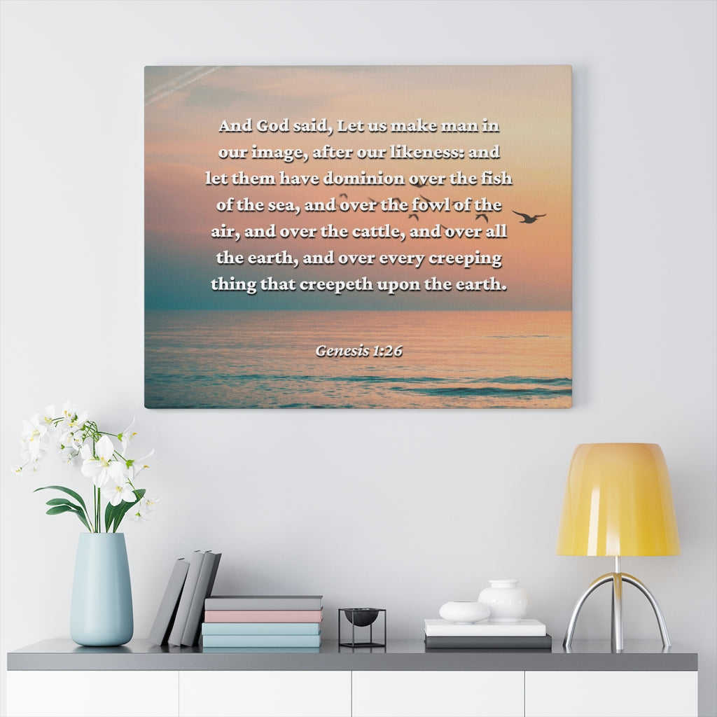 Upon The Earth Genesis 1:26 Bible Verse Canvas Christian Wall Art Ready to Hang Unframed-Express Your Love Gifts