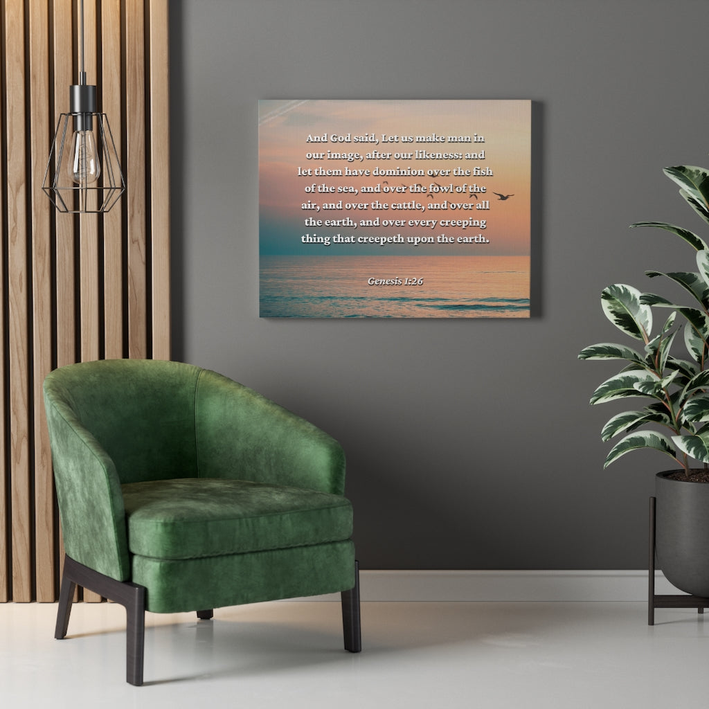 Upon The Earth Genesis 1:26 Bible Verse Canvas Christian Wall Art Ready to Hang Unframed-Express Your Love Gifts