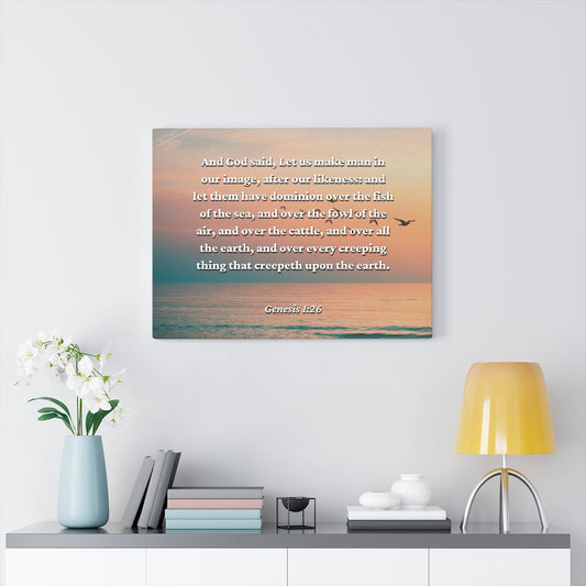 Upon The Earth Genesis 1:26 Bible Verse Canvas Christian Wall Art Ready to Hang Unframed-Express Your Love Gifts