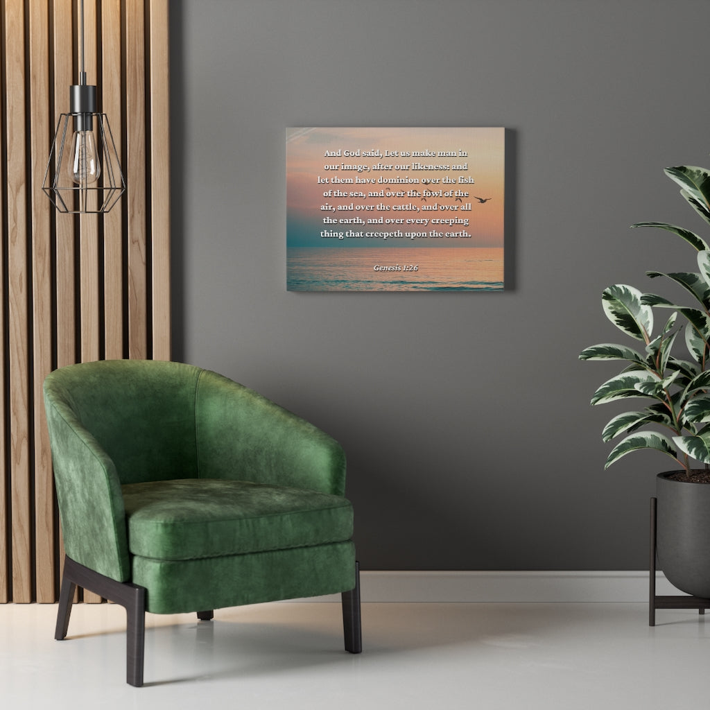 Upon The Earth Genesis 1:26 Bible Verse Canvas Christian Wall Art Ready to Hang Unframed-Express Your Love Gifts