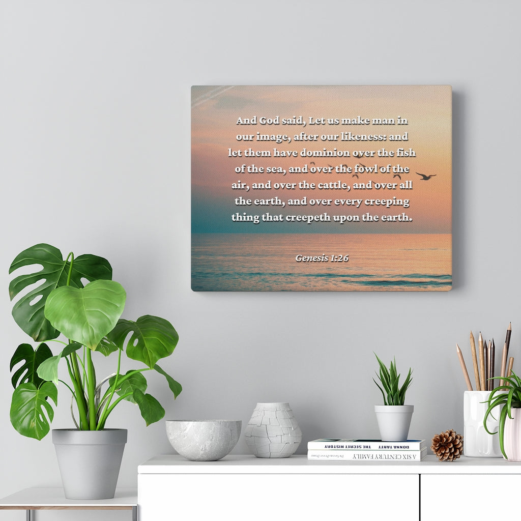 Upon The Earth Genesis 1:26 Bible Verse Canvas Christian Wall Art Ready to Hang Unframed-Express Your Love Gifts