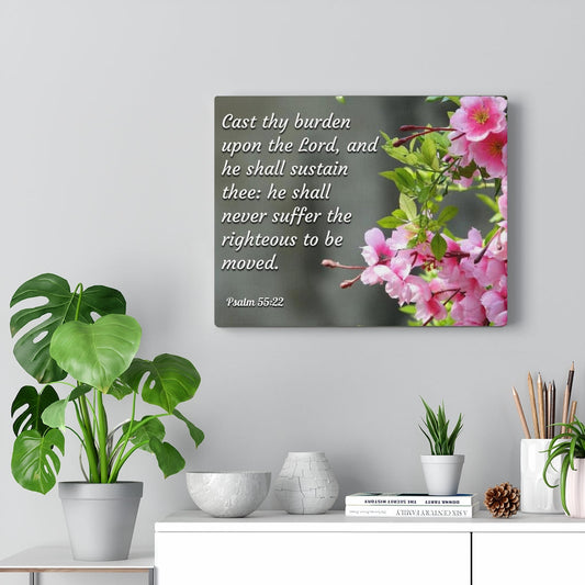 Upon The Lord Psalm 55:22 Bible Verse Canvas Christian Wall Art Ready to Hang Unframed-Express Your Love Gifts