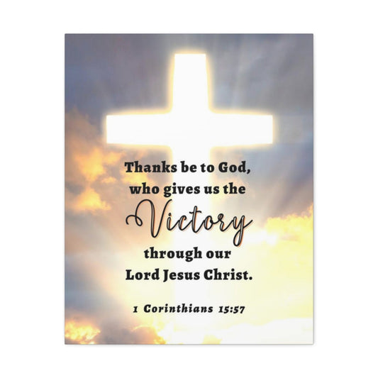 Scripture Walls Victory In Christ 1 Corinthians 15:57 Bible Verse Canvas Christian Wall Art Ready to Hang Unframed-Express Your Love Gifts