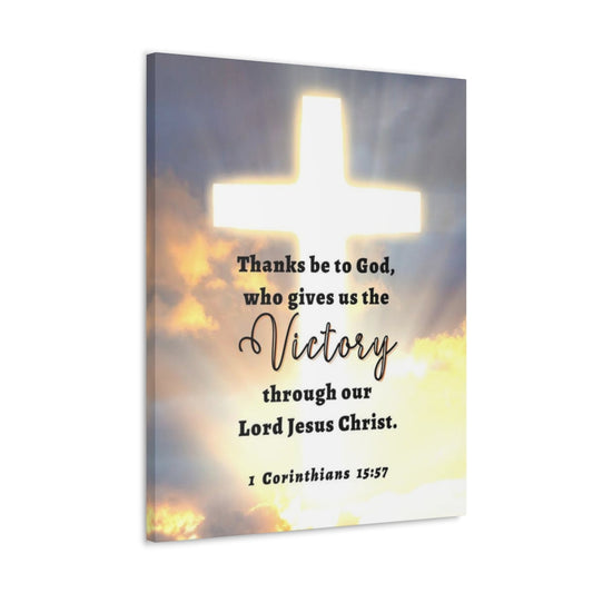 Scripture Walls Victory In Christ 1 Corinthians 15:57 Bible Verse Canvas Christian Wall Art Ready to Hang Unframed-Express Your Love Gifts