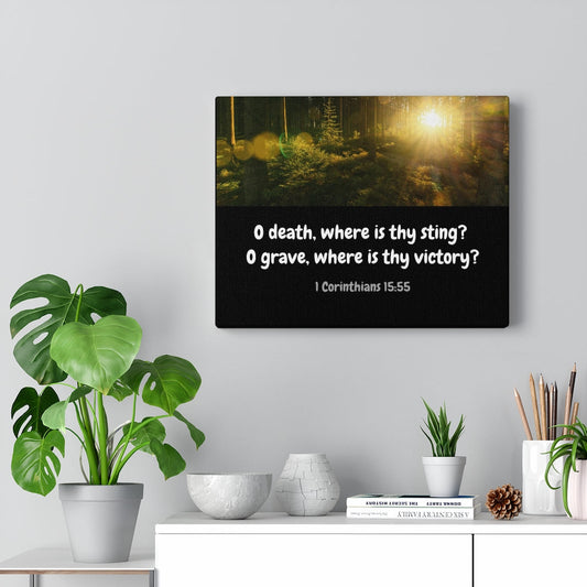 Victory Over Death 1 Corinthians 15:55 Bible Verse Canvas Christian Wall Art Ready to Hang Unframed-Express Your Love Gifts