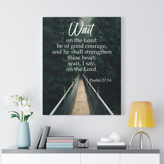 Scripture Walls Wait on the Lord Psalm 27:14 Bible Verse Canvas Christian Wall Art Ready to Hang Unframed-Express Your Love Gifts