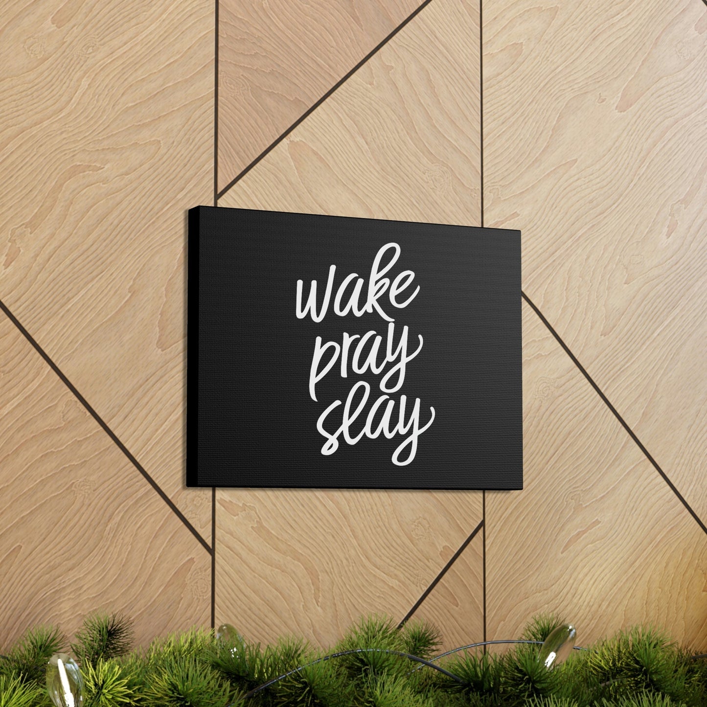 Wake, Pray, Slay Luke 21:36 Black Christian Wall Art Bible Verse Print Ready to Hang Unframed-Express Your Love Gifts