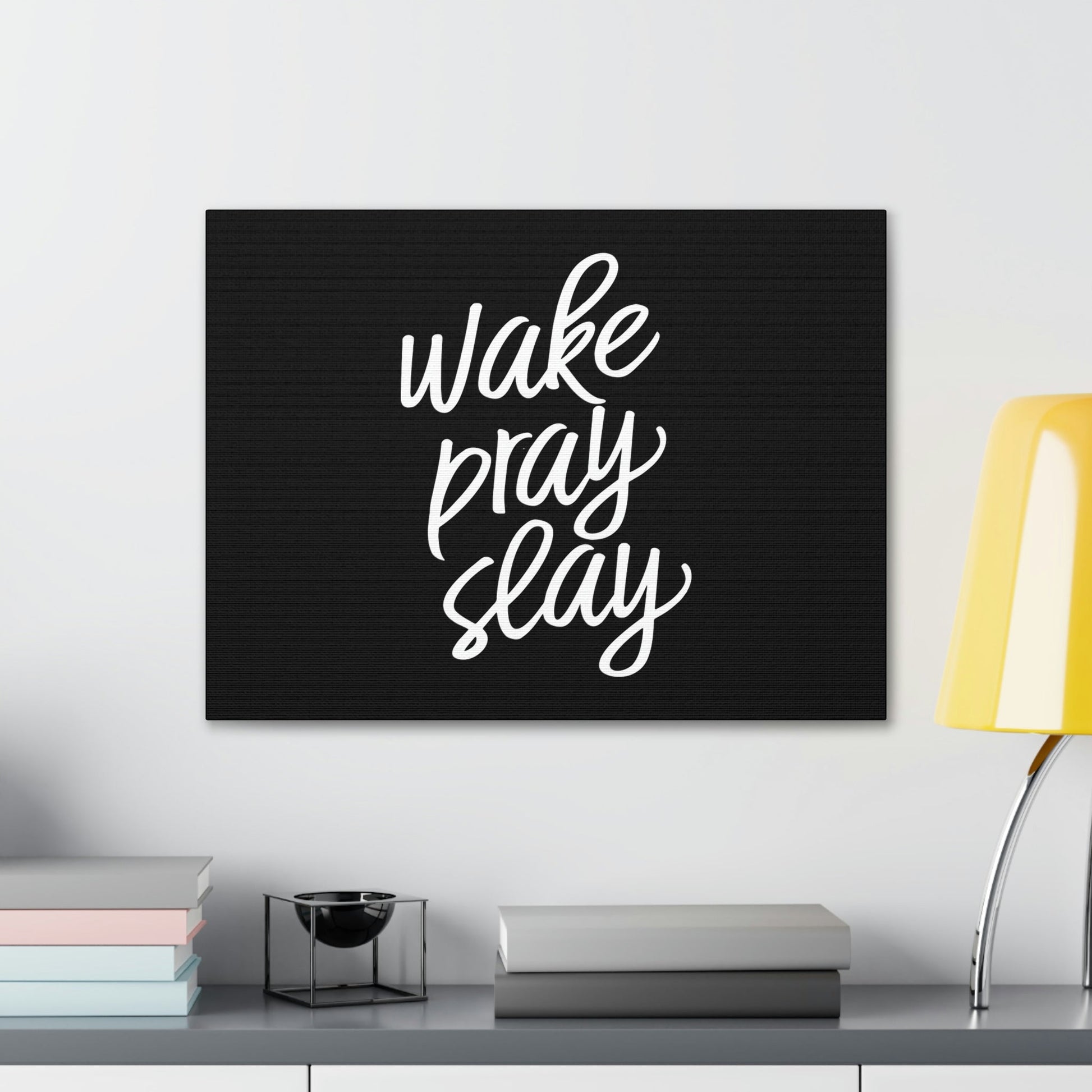 Wake, Pray, Slay Luke 21:36 Black Christian Wall Art Bible Verse Print Ready to Hang Unframed-Express Your Love Gifts