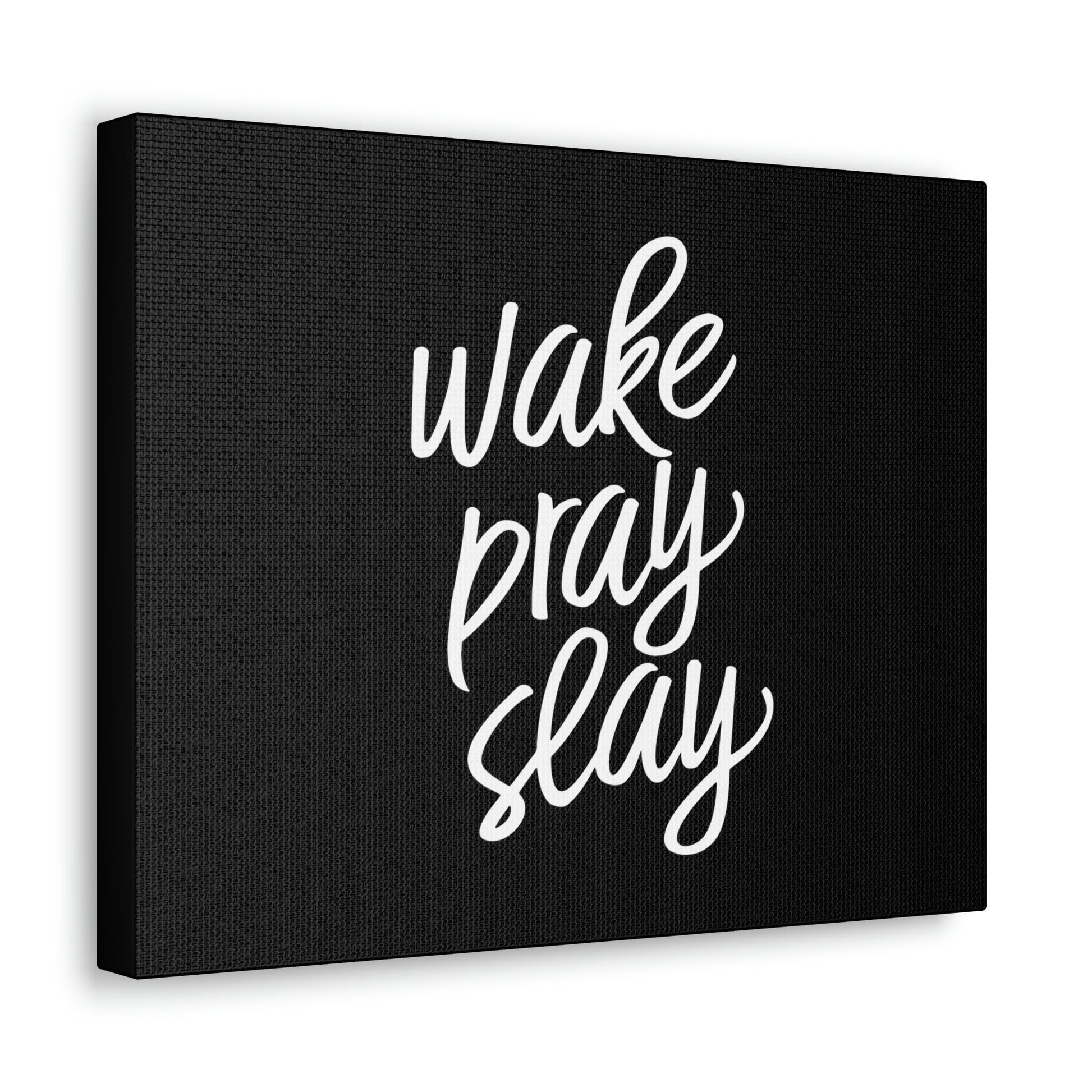 Wake, Pray, Slay Luke 21:36 Black Christian Wall Art Bible Verse Print Ready to Hang Unframed-Express Your Love Gifts