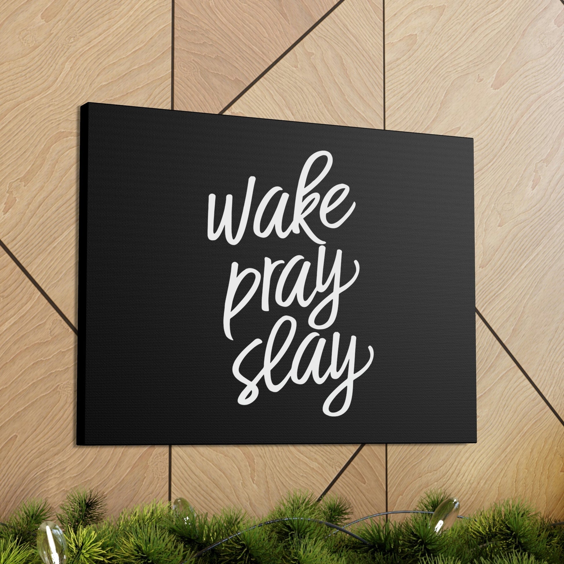 Wake, Pray, Slay Luke 21:36 Black Christian Wall Art Bible Verse Print Ready to Hang Unframed-Express Your Love Gifts