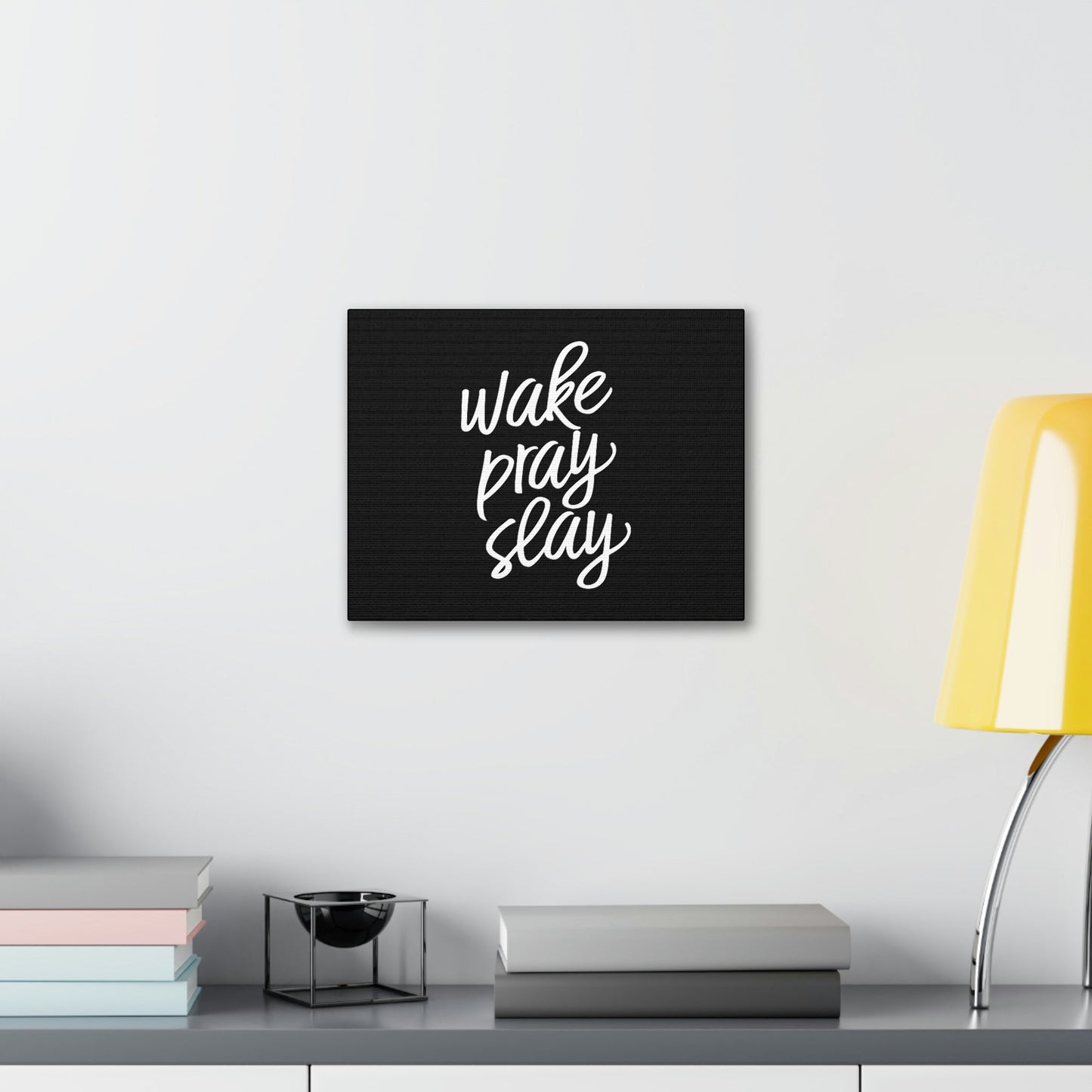 Wake, Pray, Slay Luke 21:36 Black Christian Wall Art Bible Verse Print Ready to Hang Unframed-Express Your Love Gifts