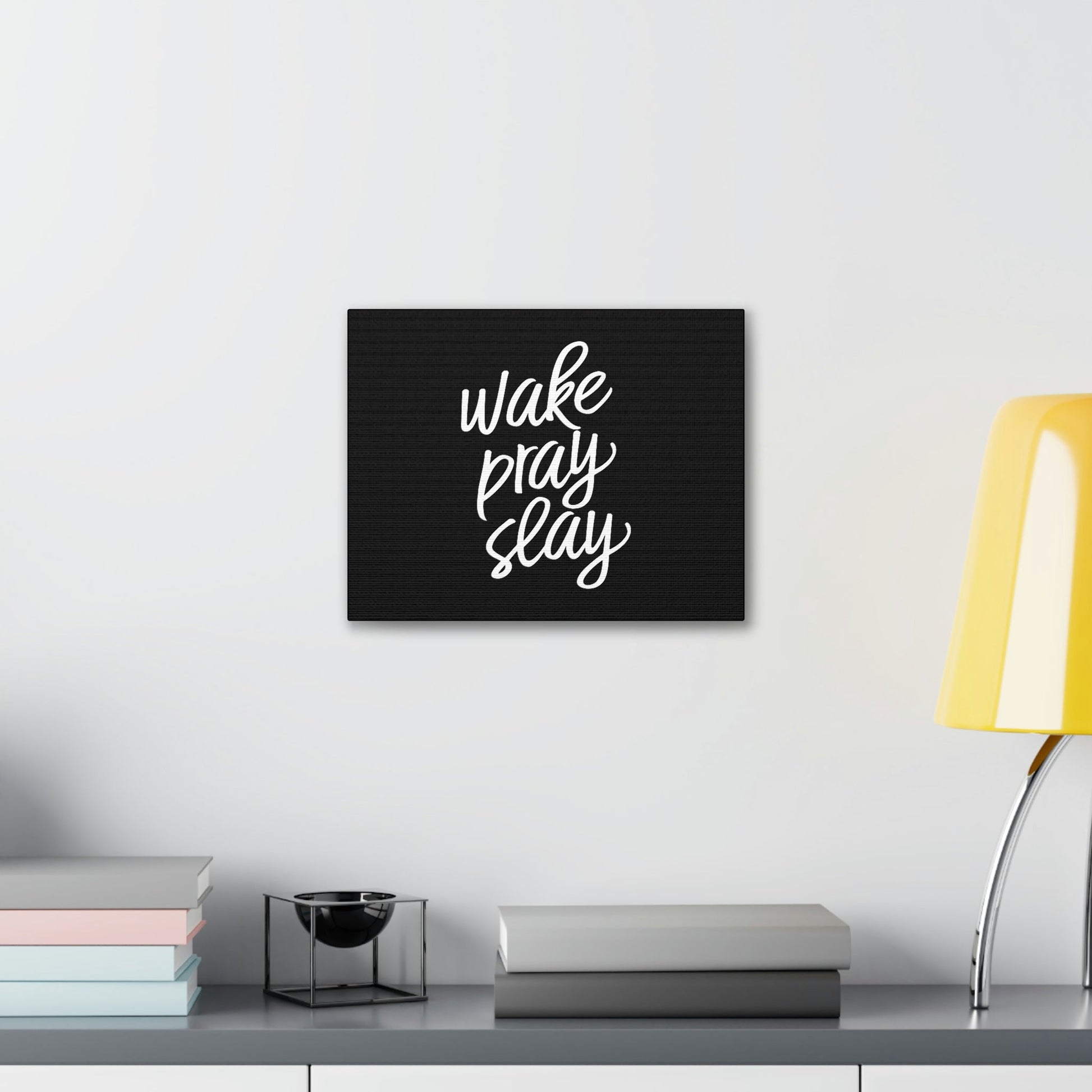 Wake, Pray, Slay Luke 21:36 Black Christian Wall Art Bible Verse Print Ready to Hang Unframed-Express Your Love Gifts