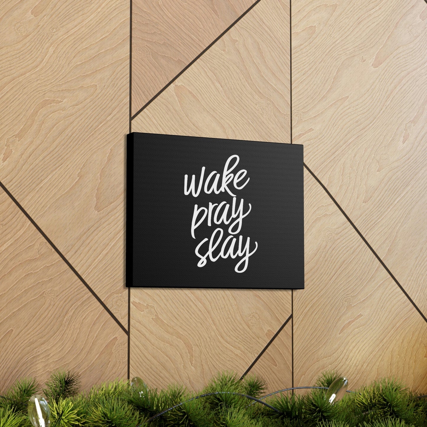 Wake, Pray, Slay Luke 21:36 Black Christian Wall Art Bible Verse Print Ready to Hang Unframed-Express Your Love Gifts