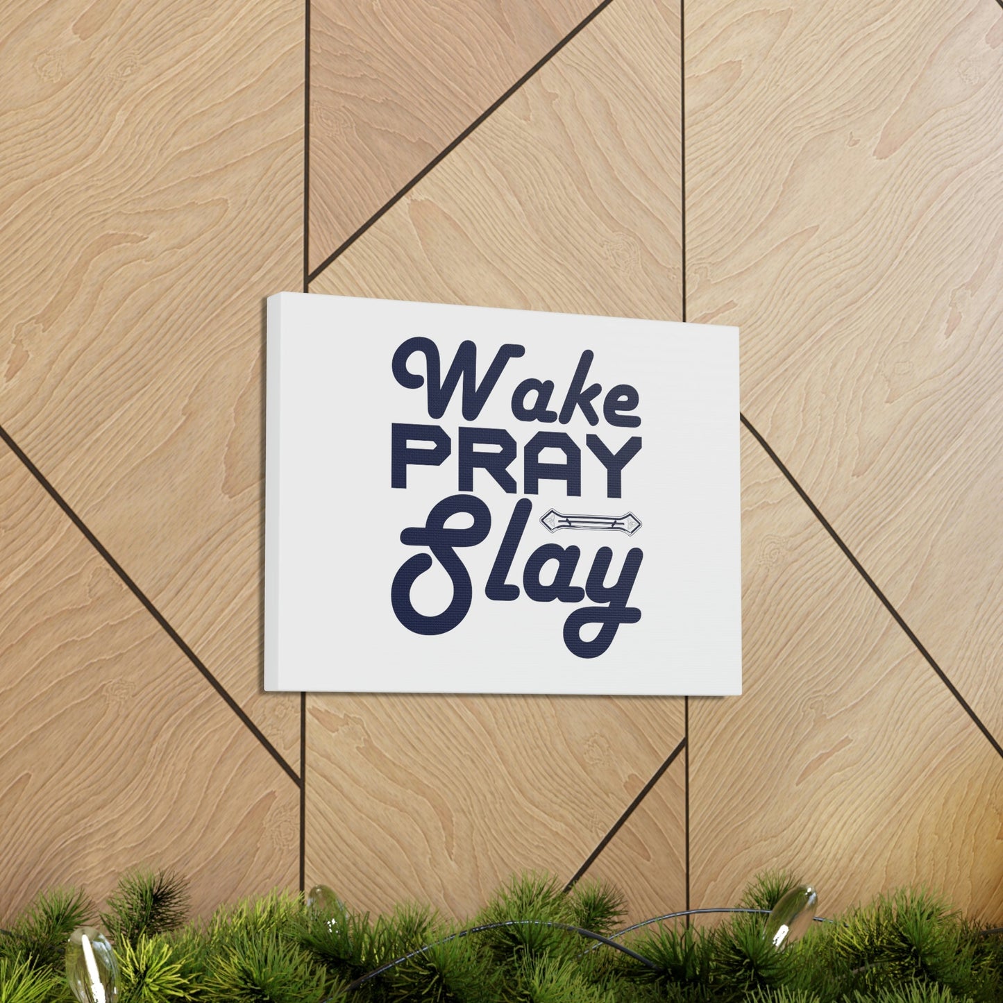 Wake, Pray, Slay Luke 21:36 Ornament Bar Christian Wall Art Bible Verse Print Ready to Hang Unframed-Express Your Love Gifts