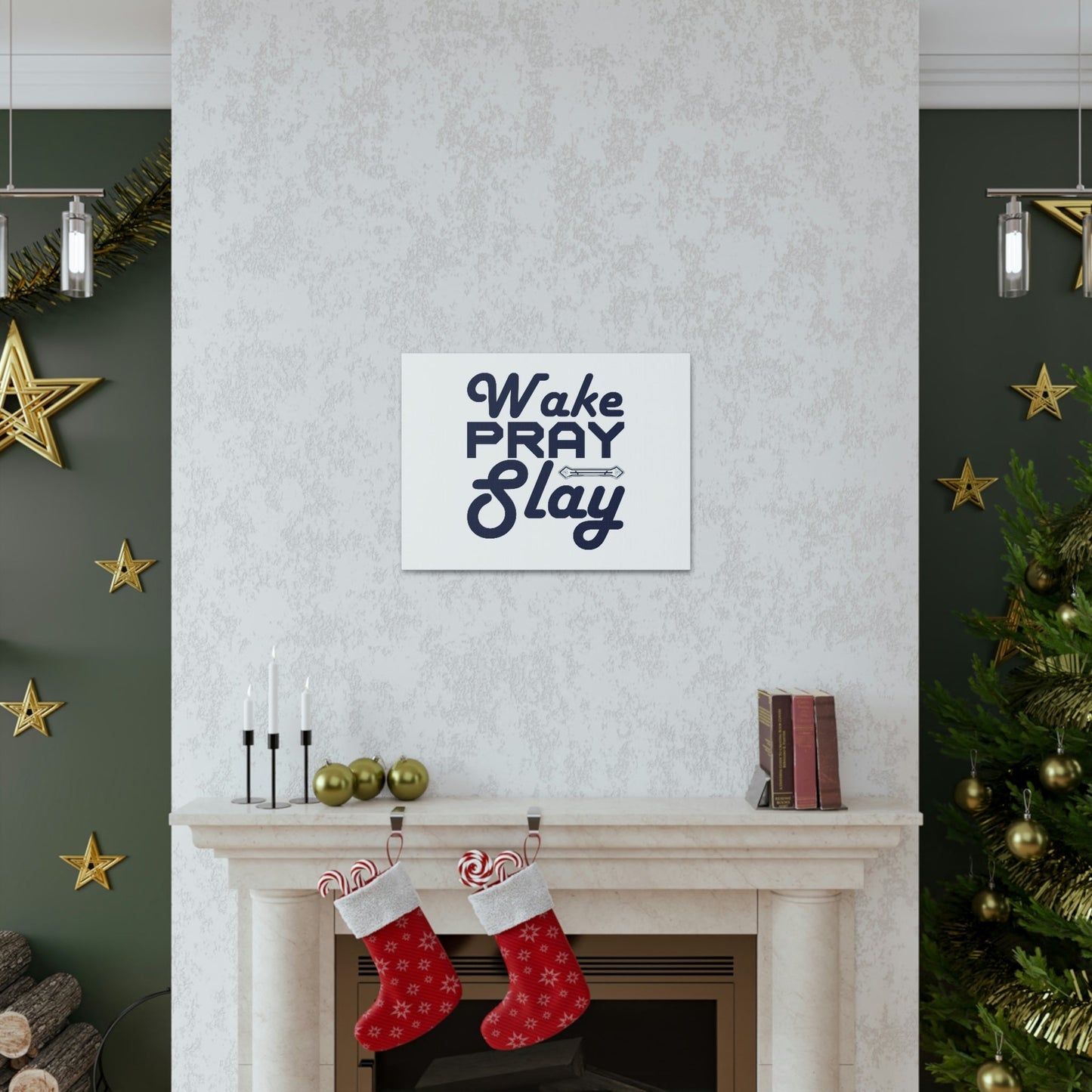 Wake, Pray, Slay Luke 21:36 Ornament Bar Christian Wall Art Bible Verse Print Ready to Hang Unframed-Express Your Love Gifts