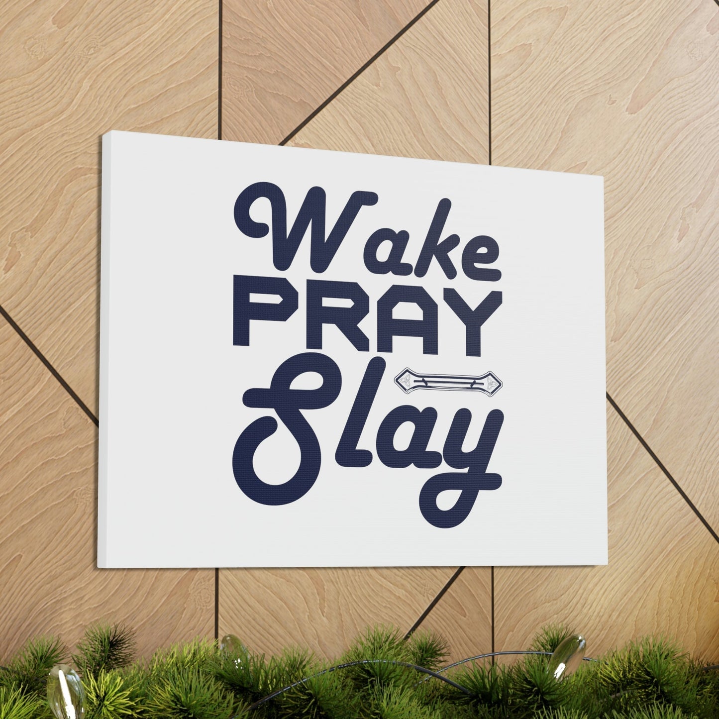 Wake, Pray, Slay Luke 21:36 Ornament Bar Christian Wall Art Bible Verse Print Ready to Hang Unframed-Express Your Love Gifts