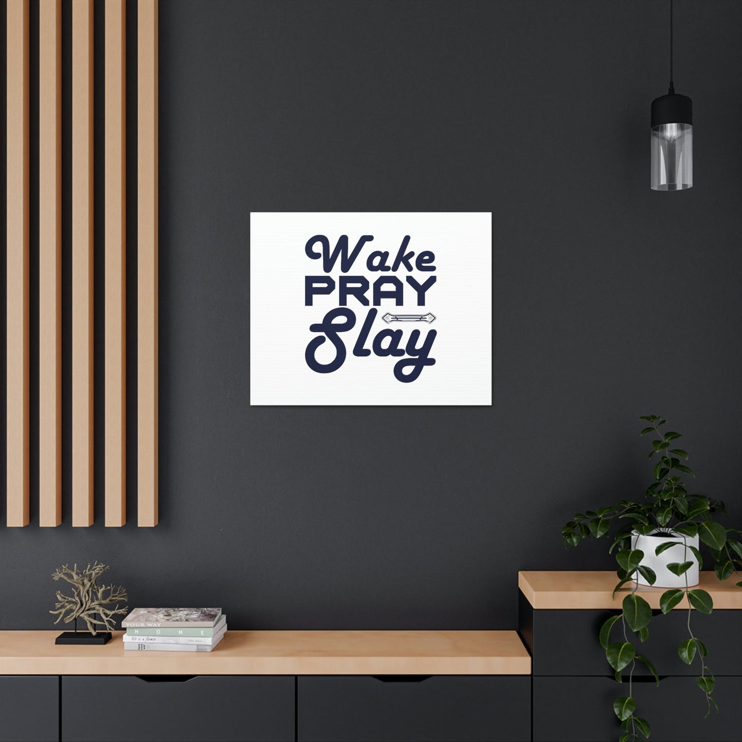 Wake, Pray, Slay Luke 21:36 Ornament Bar Christian Wall Art Bible Verse Print Ready to Hang Unframed-Express Your Love Gifts