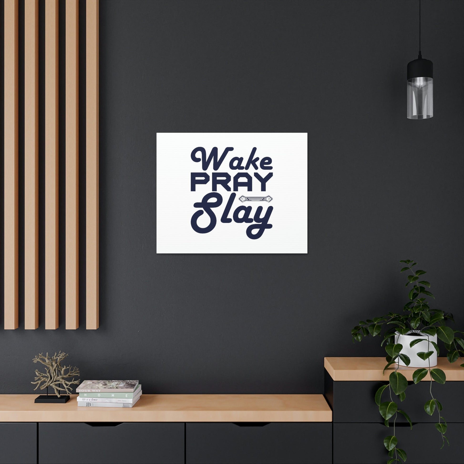 Wake, Pray, Slay Luke 21:36 Ornament Bar Christian Wall Art Bible Verse Print Ready to Hang Unframed-Express Your Love Gifts
