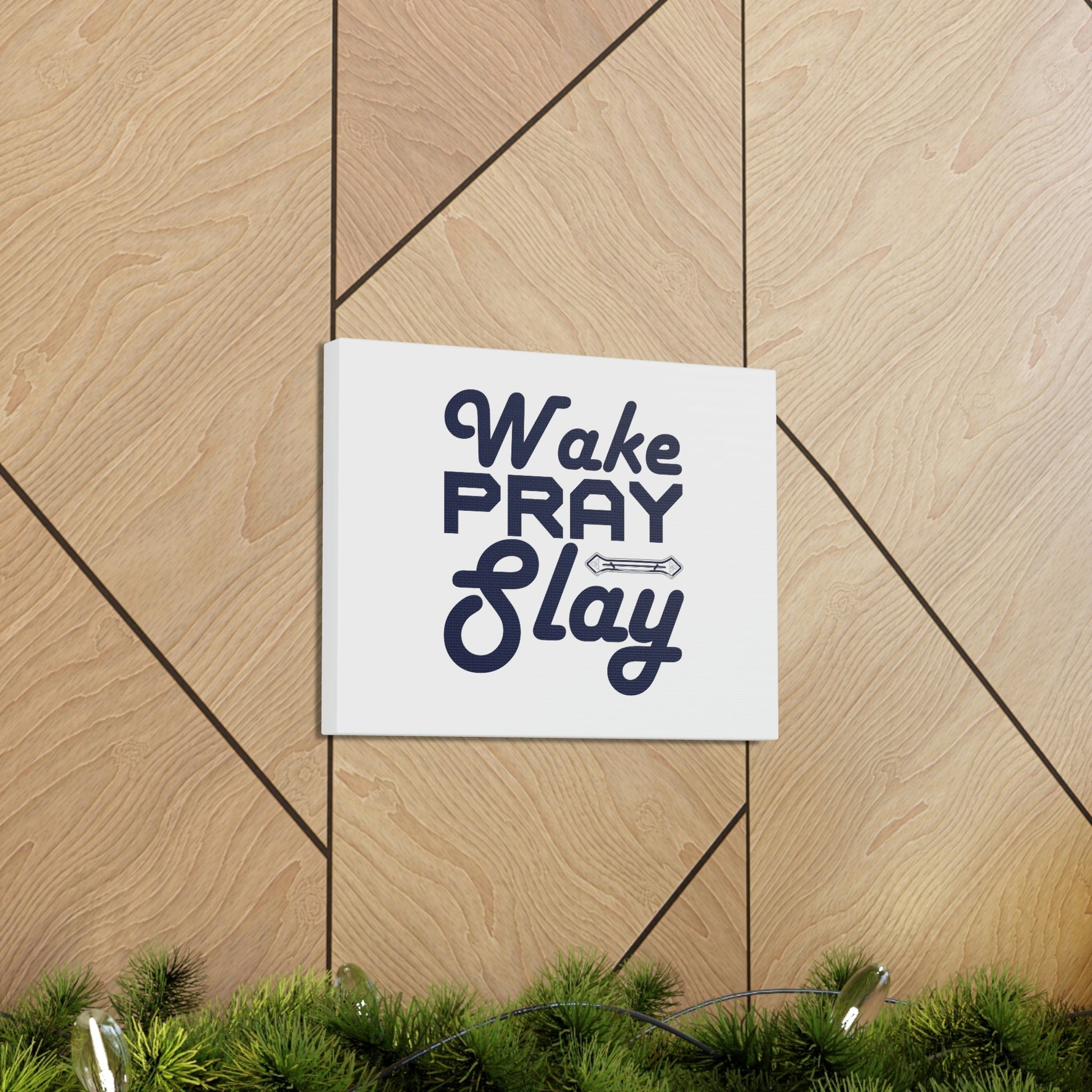 Wake, Pray, Slay Luke 21:36 Ornament Bar Christian Wall Art Bible Verse Print Ready to Hang Unframed-Express Your Love Gifts