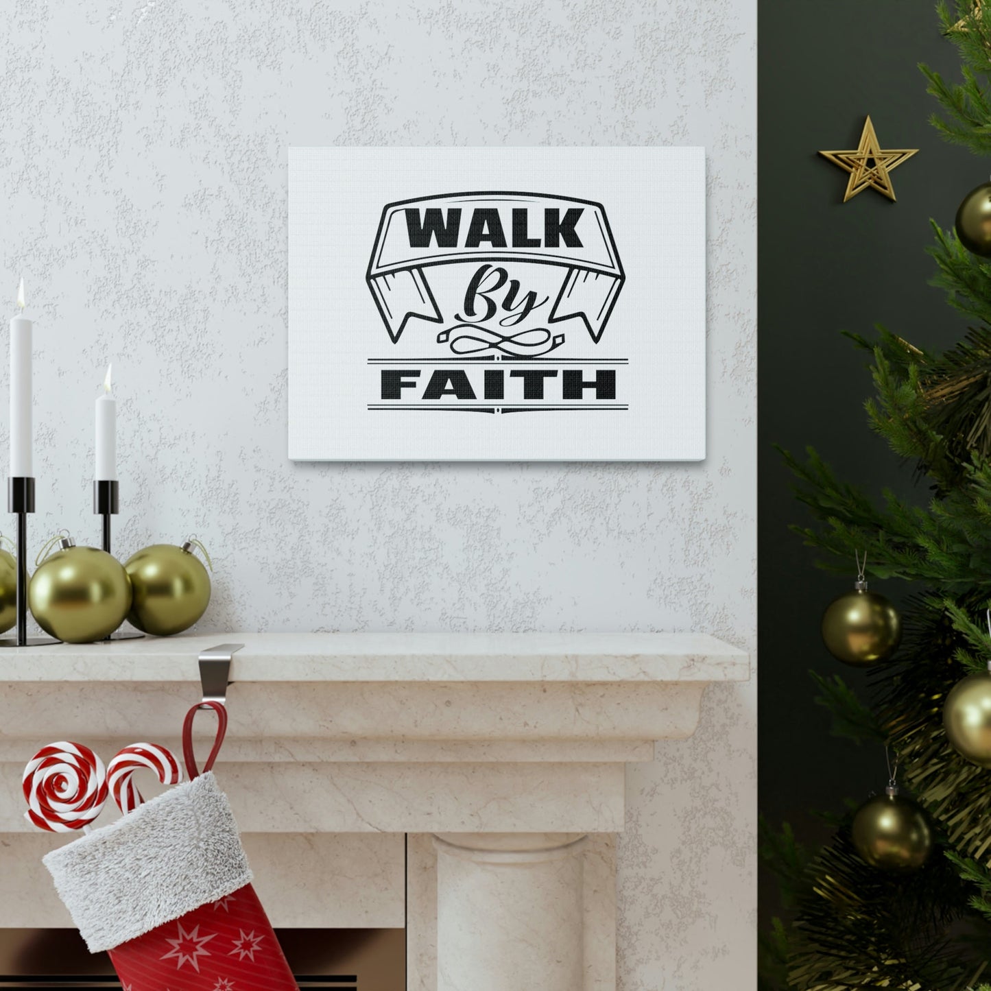 Walk By Faith 2 Corinthians 5:7 Banner Ornamental Christian Wall Art Bible Verse Print Ready to Hang Unframed-Express Your Love Gifts