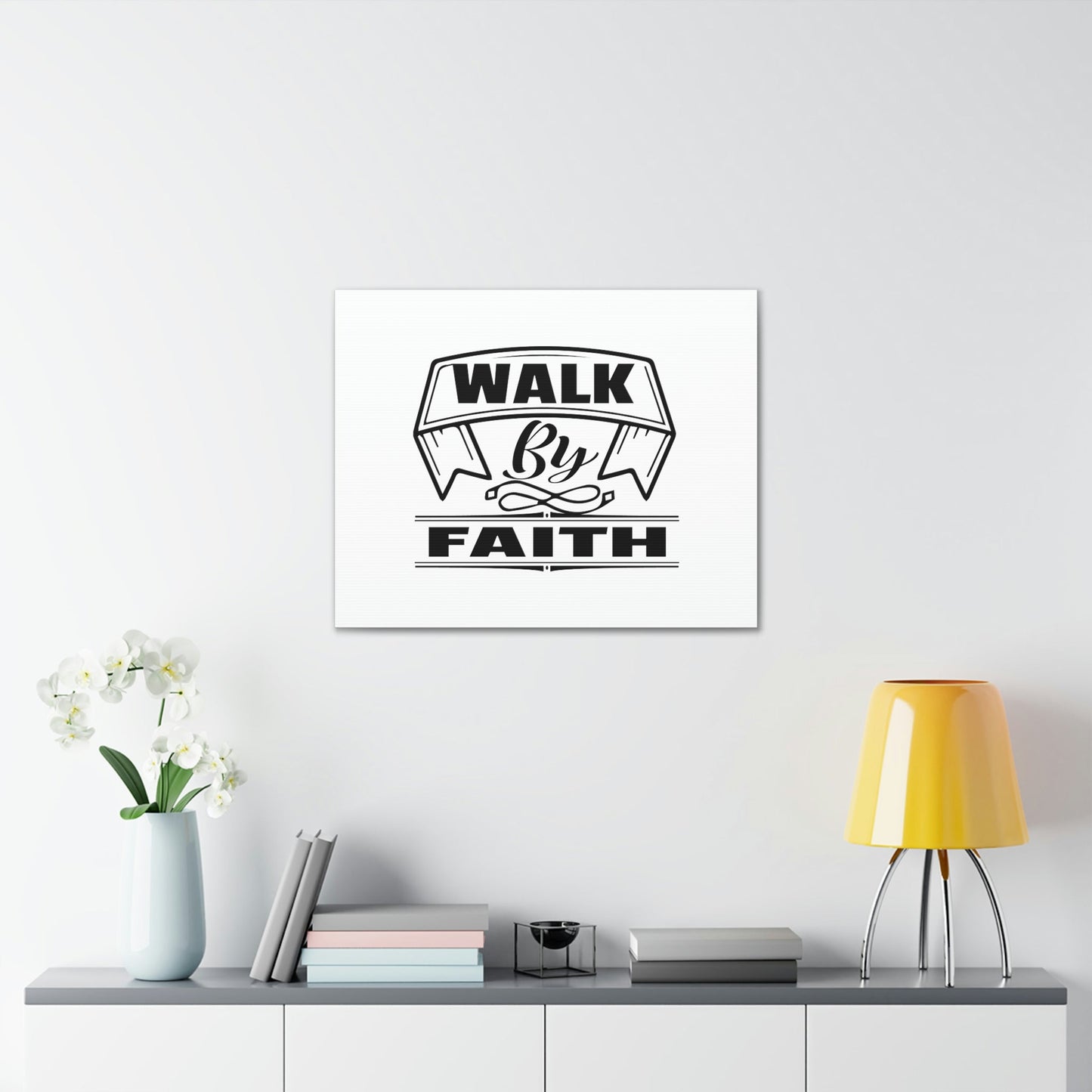 Walk By Faith 2 Corinthians 5:7 Banner Ornamental Christian Wall Art Bible Verse Print Ready to Hang Unframed-Express Your Love Gifts