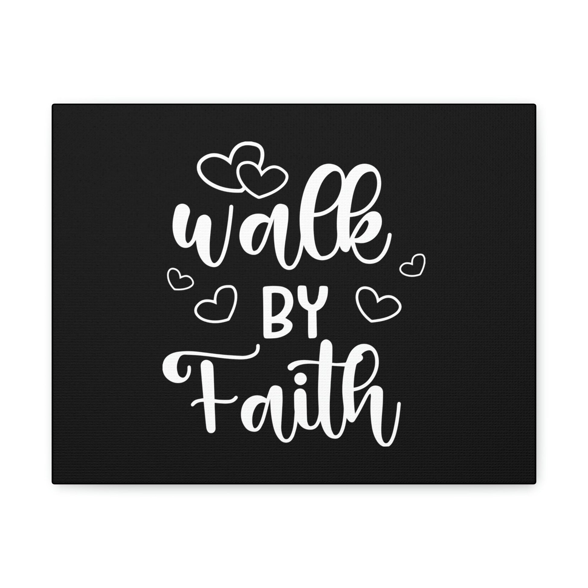Walk By Faith 2 Corinthians 5:7 Hearts Black Christian Wall Art Bible Verse Print Ready to Hang Unframed-Express Your Love Gifts