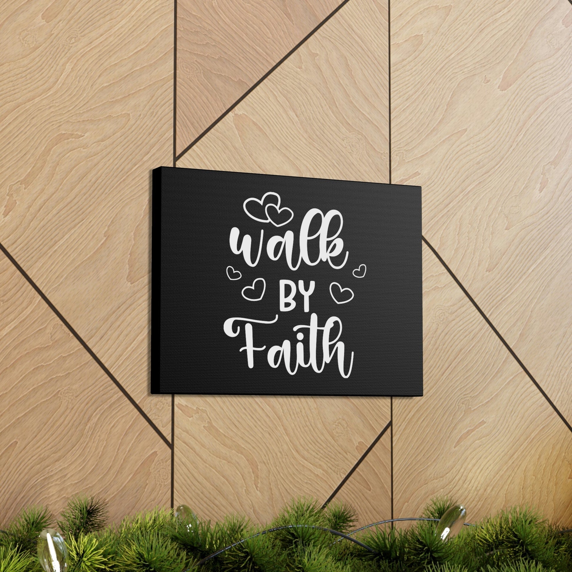 Walk By Faith 2 Corinthians 5:7 Hearts Black Christian Wall Art Bible Verse Print Ready to Hang Unframed-Express Your Love Gifts