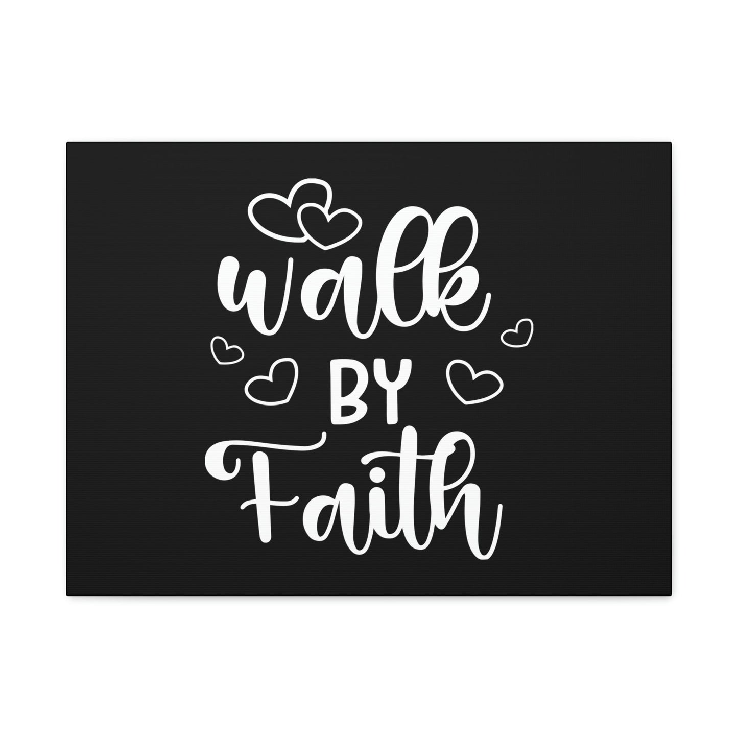 Walk By Faith 2 Corinthians 5:7 Hearts Black Christian Wall Art Bible Verse Print Ready to Hang Unframed-Express Your Love Gifts