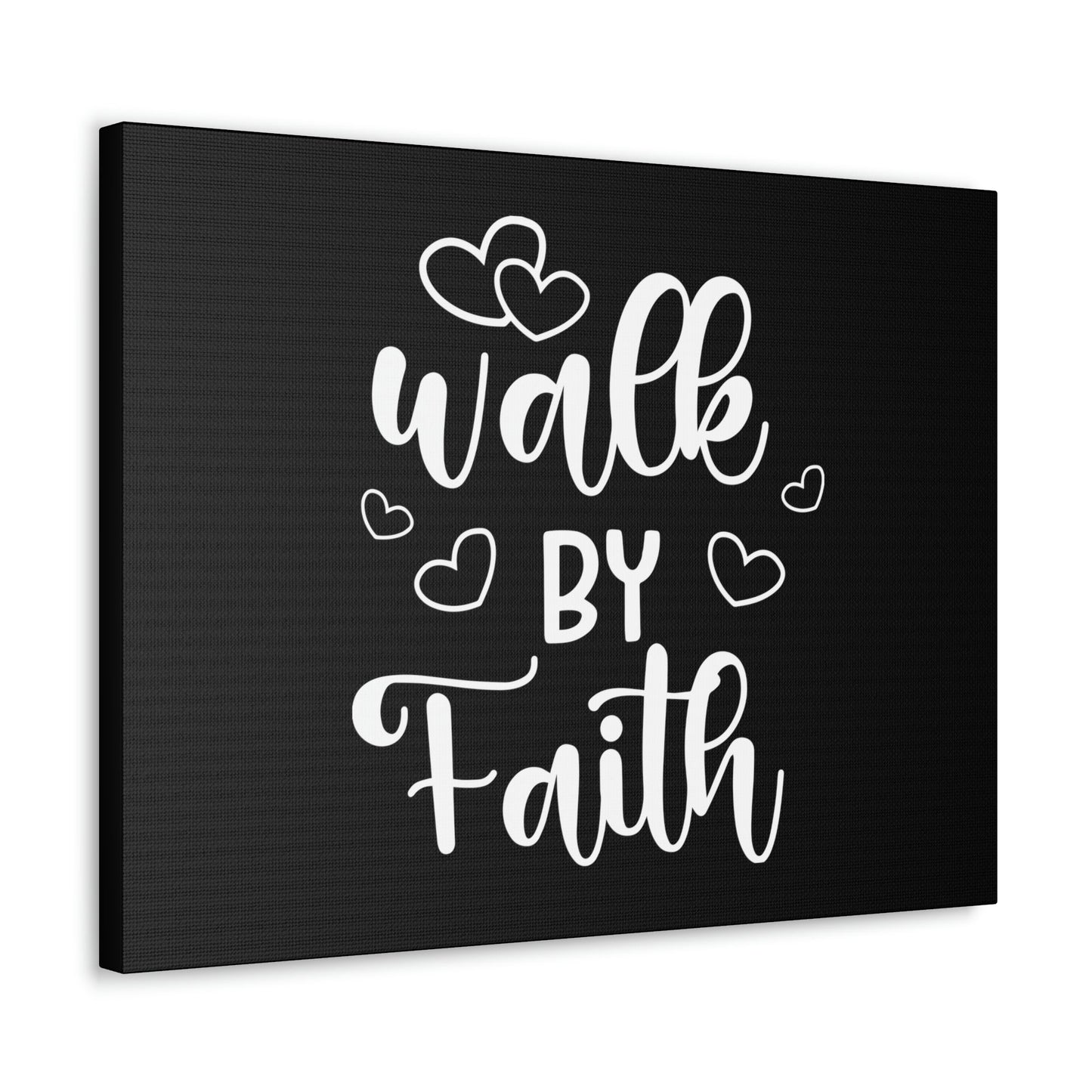 Walk By Faith 2 Corinthians 5:7 Hearts Black Christian Wall Art Bible Verse Print Ready to Hang Unframed-Express Your Love Gifts