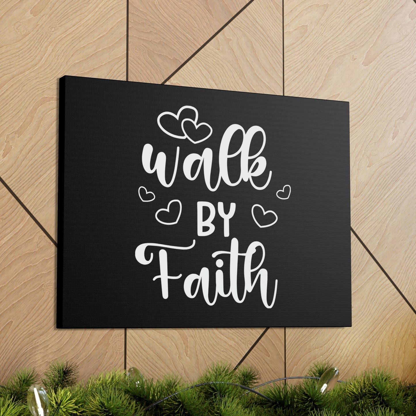 Walk By Faith 2 Corinthians 5:7 Hearts Black Christian Wall Art Bible Verse Print Ready to Hang Unframed-Express Your Love Gifts