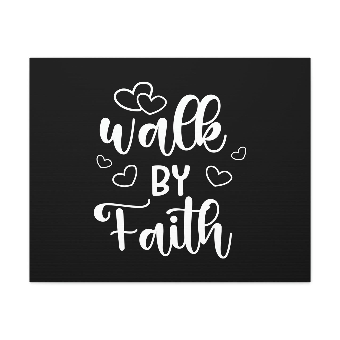 Walk By Faith 2 Corinthians 5:7 Hearts Black Christian Wall Art Bible Verse Print Ready to Hang Unframed-Express Your Love Gifts