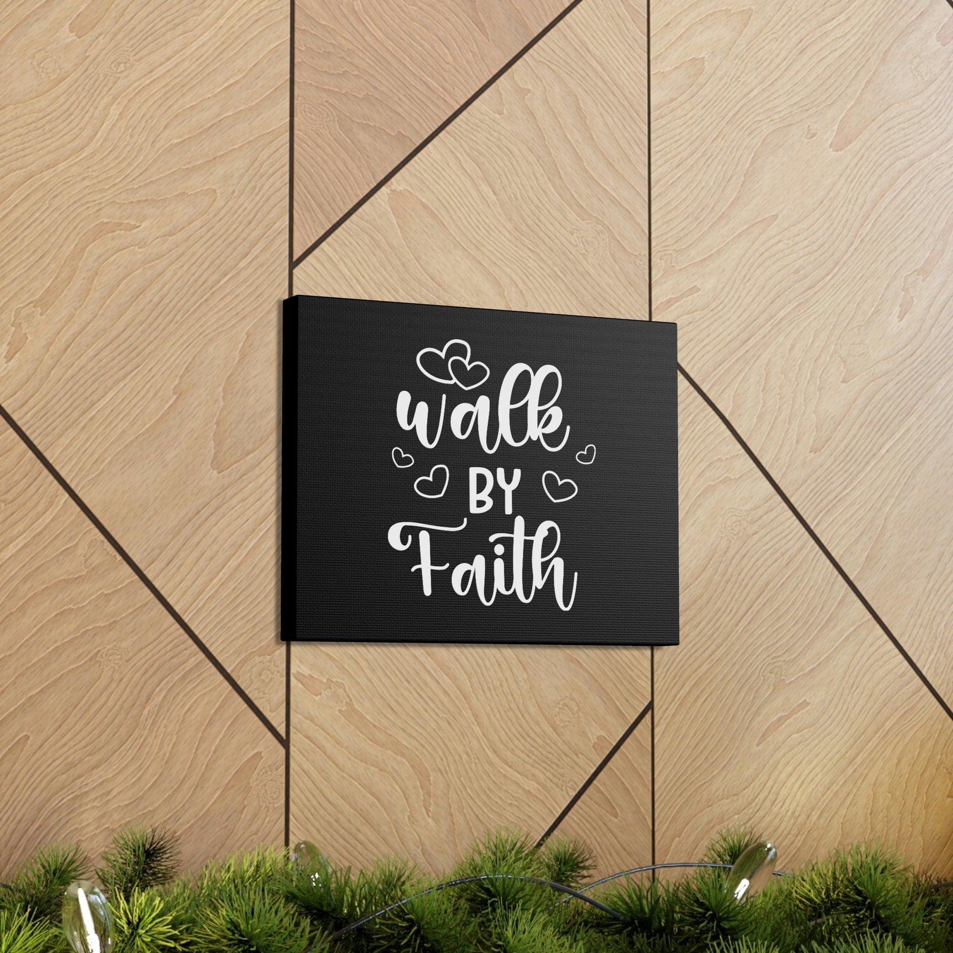 Walk By Faith 2 Corinthians 5:7 Hearts Black Christian Wall Art Bible Verse Print Ready to Hang Unframed-Express Your Love Gifts