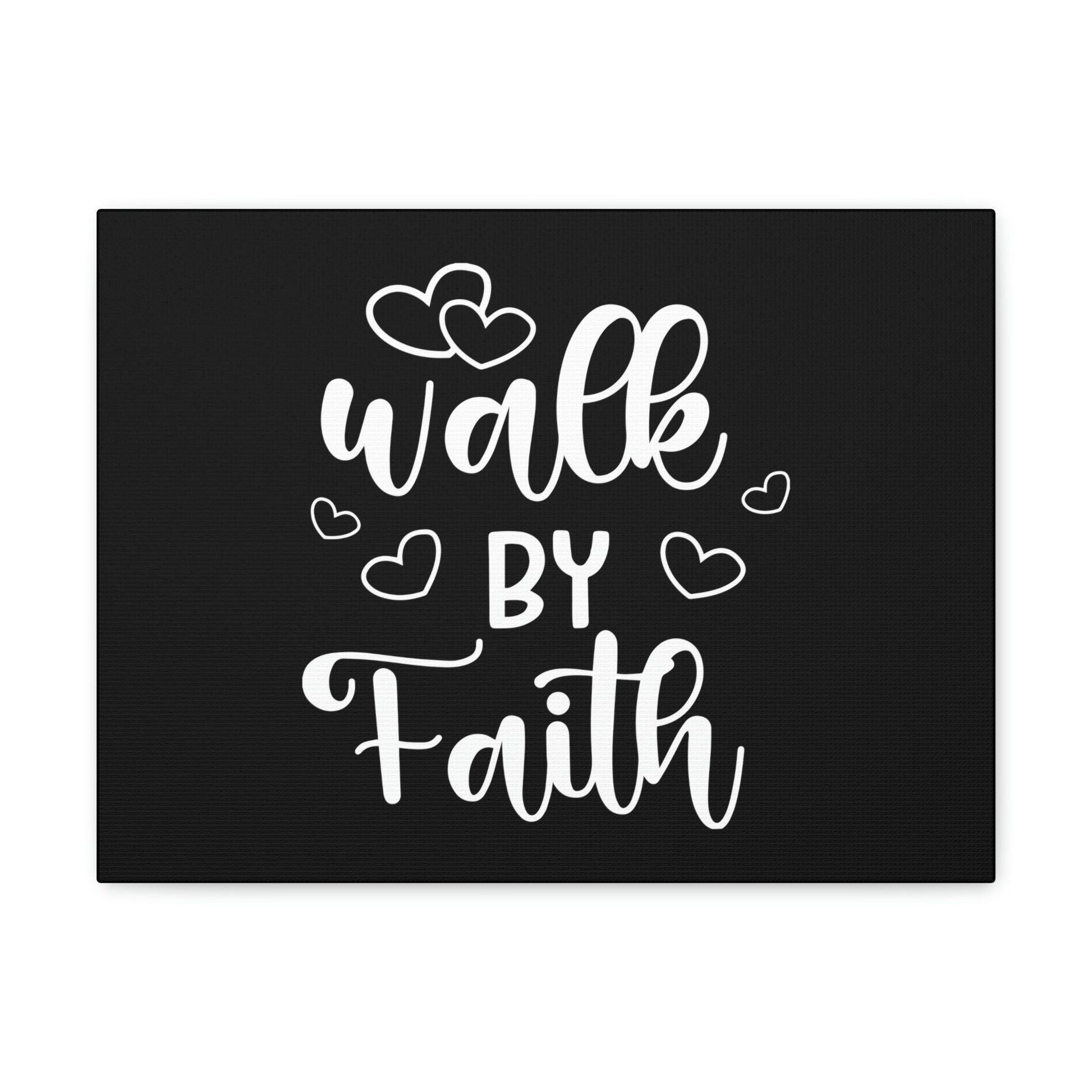 Walk By Faith 2 Corinthians 5:7 Hearts Black Christian Wall Art Bible Verse Print Ready to Hang Unframed-Express Your Love Gifts