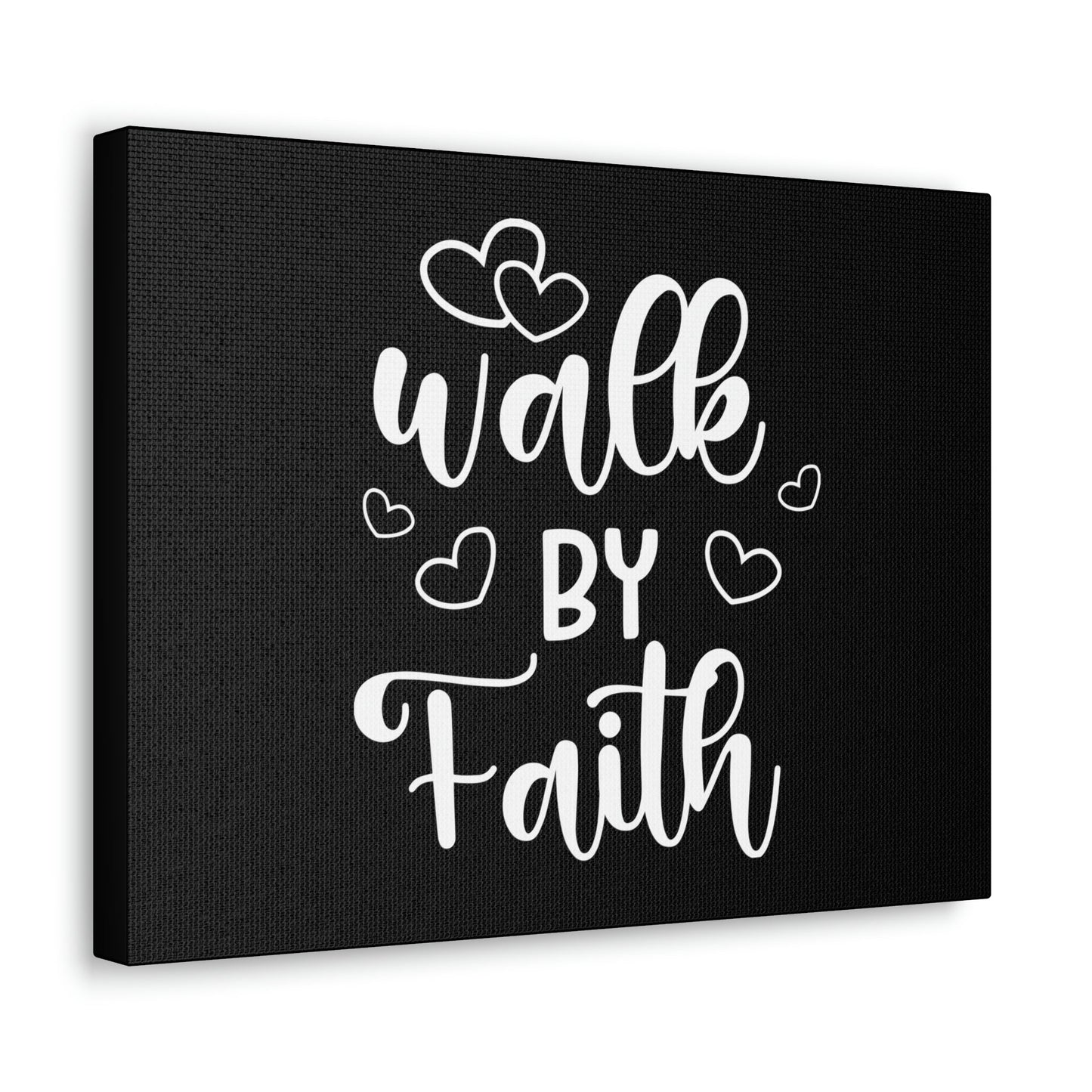 Walk By Faith 2 Corinthians 5:7 Hearts Black Christian Wall Art Bible Verse Print Ready to Hang Unframed-Express Your Love Gifts