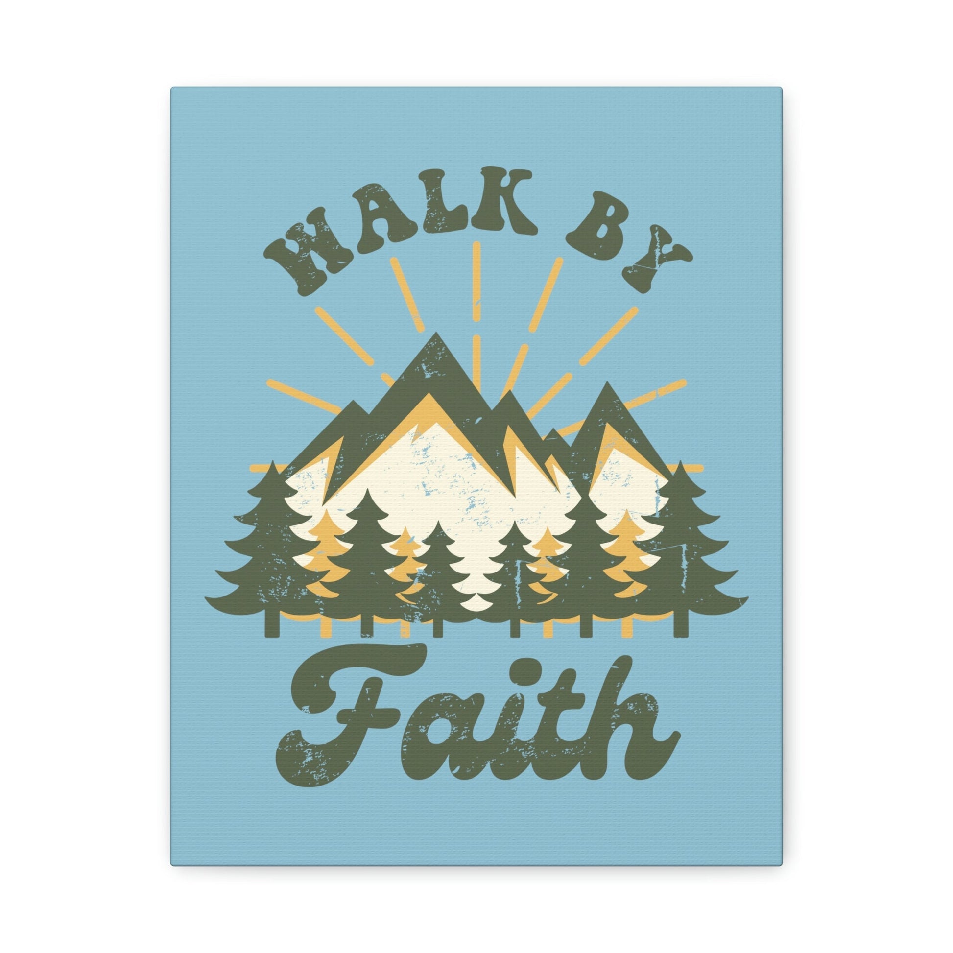Walk By Faith 2 Corinthians 5:7 Mountain Rays Christian Wall Art Bible Verse Print Ready to Hang Unframed-Express Your Love Gifts