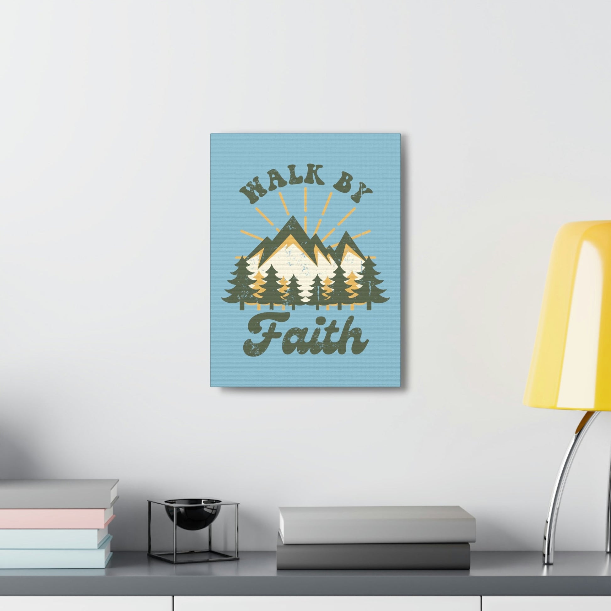 Walk By Faith 2 Corinthians 5:7 Mountain Rays Christian Wall Art Bible Verse Print Ready to Hang Unframed-Express Your Love Gifts