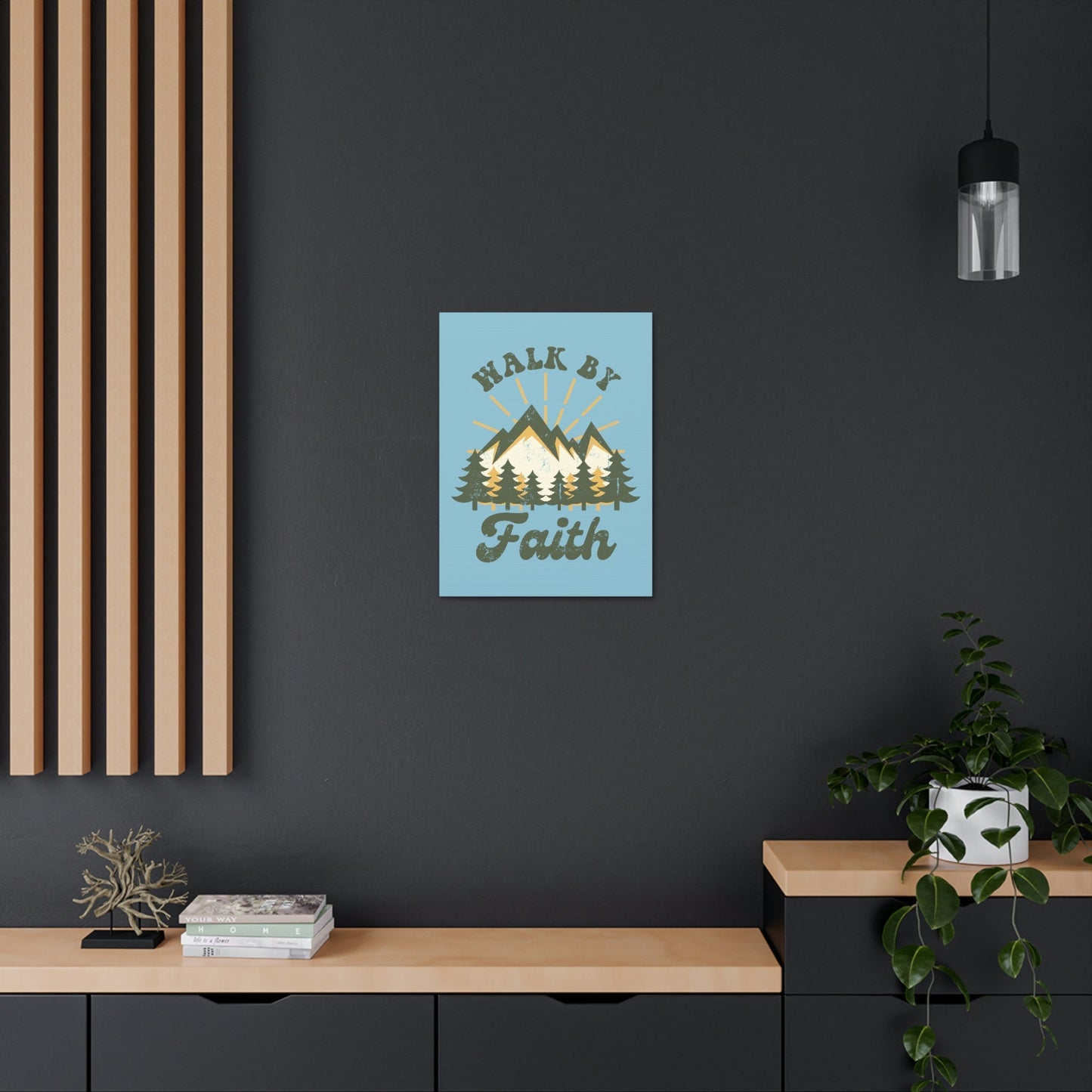 Walk By Faith 2 Corinthians 5:7 Mountain Rays Christian Wall Art Bible Verse Print Ready to Hang Unframed-Express Your Love Gifts